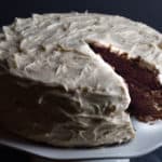 Chocolate Cake with Bailey's Irish Cream Frosting missing a piece