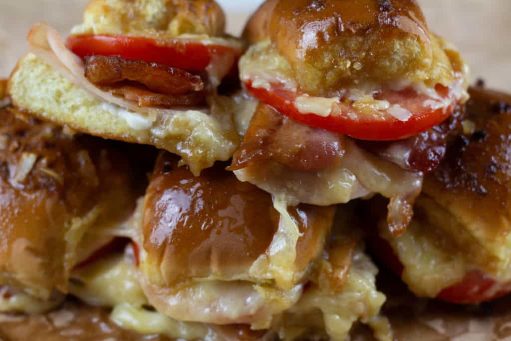 Stack of Kentucky Hot Brown Sliders