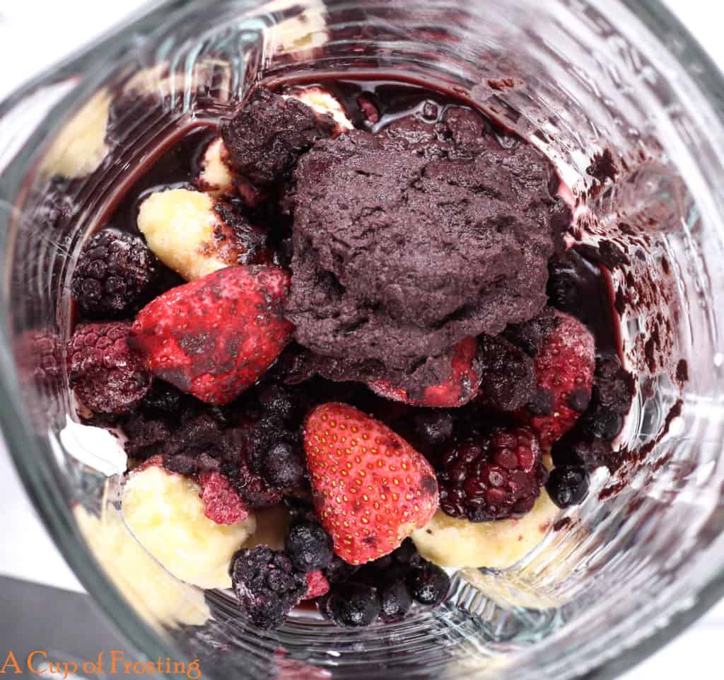 Acai, Banana, Mixed Berries, Yogurt in Blender