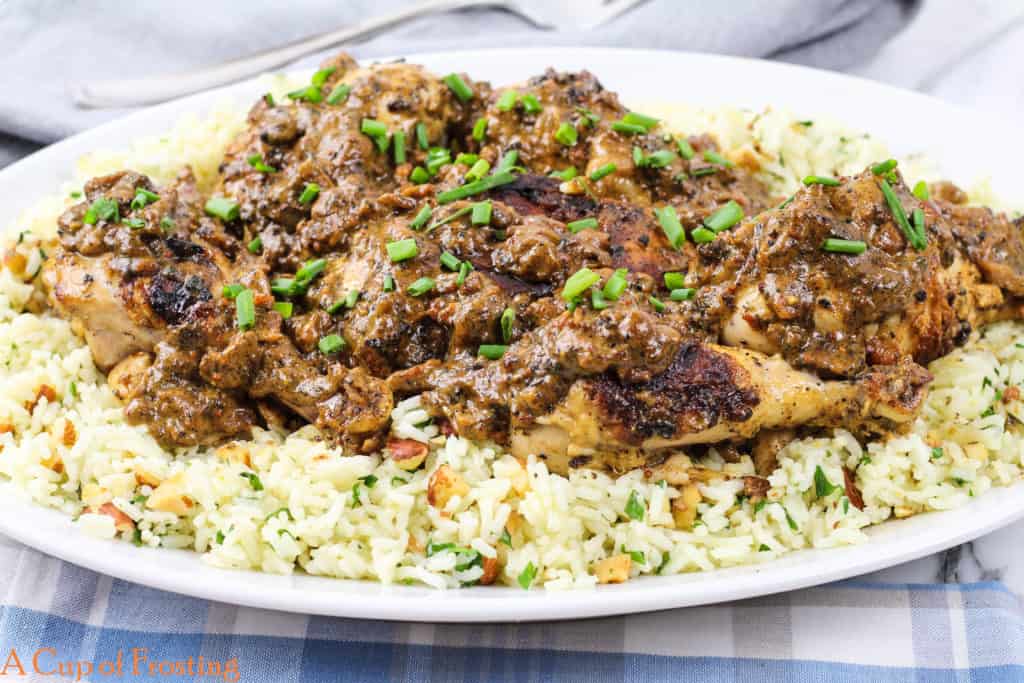 Chicken on bed of rice