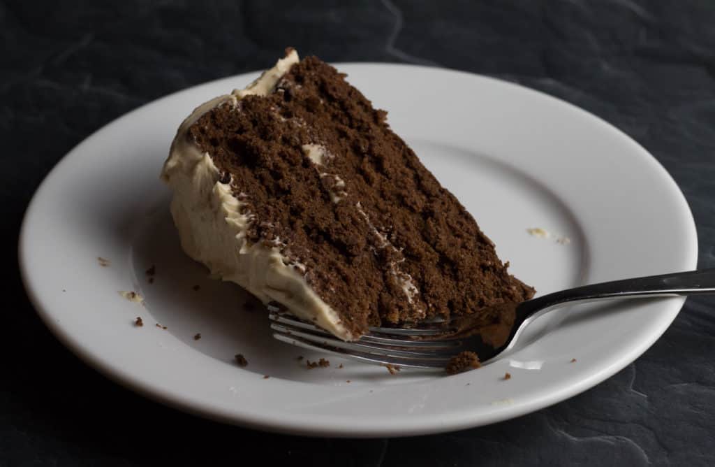 Piece of Chocolate Cake with Bailey's Irish Cream Frosting