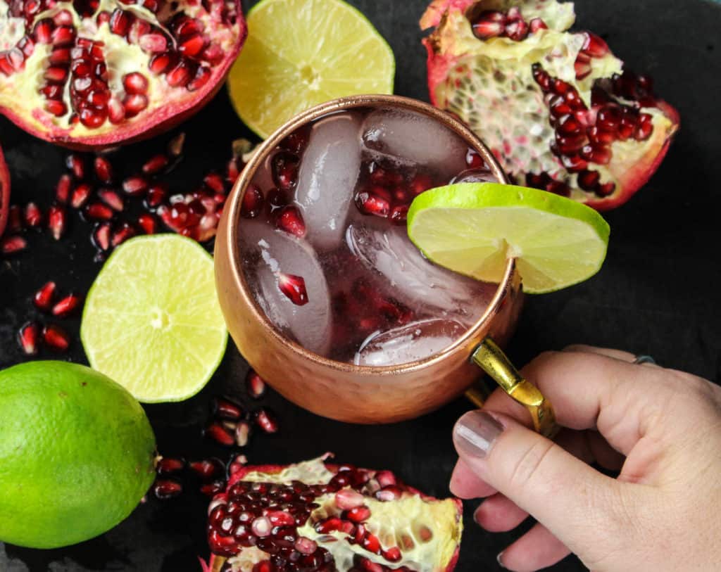 Pomegranate Moscow Mule in Copper Mug