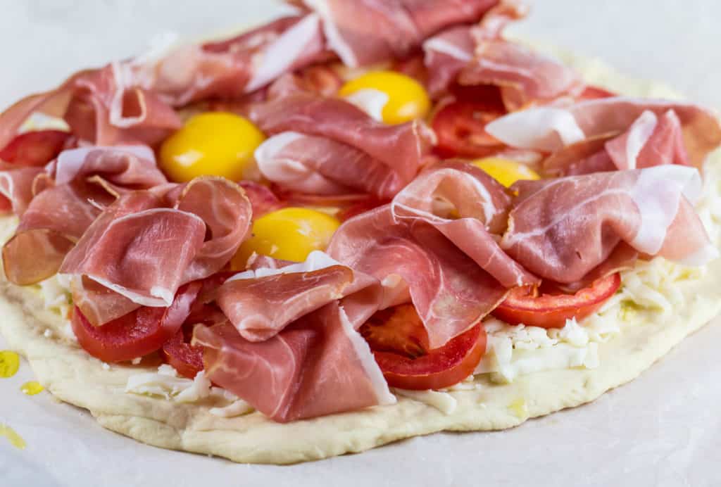 Raw Ingredients on Breakfast Pizza