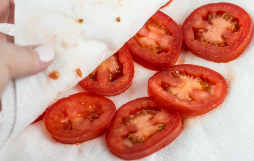 Tomatoes drying out in paper towels